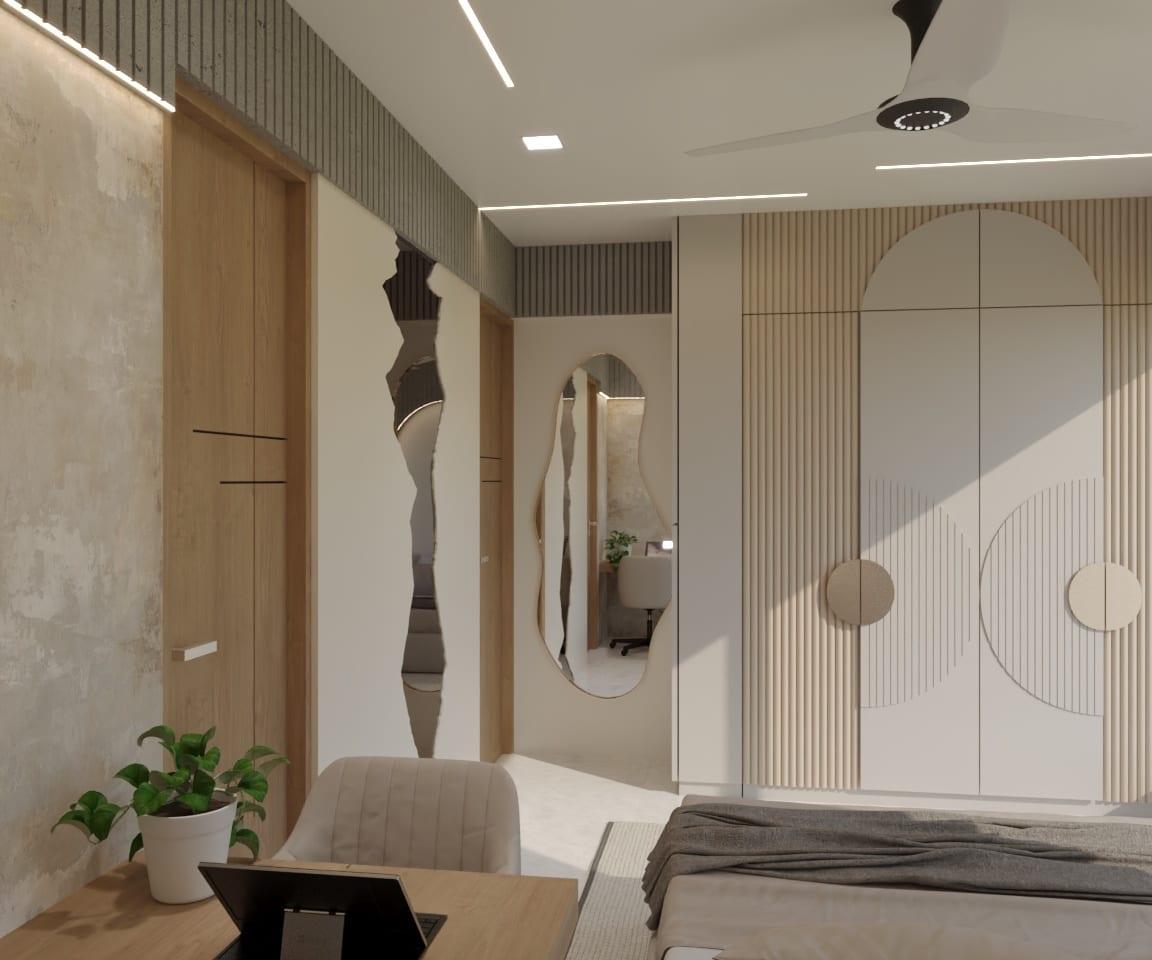 Bedroom — Sculptural Mirror & Wardrobe