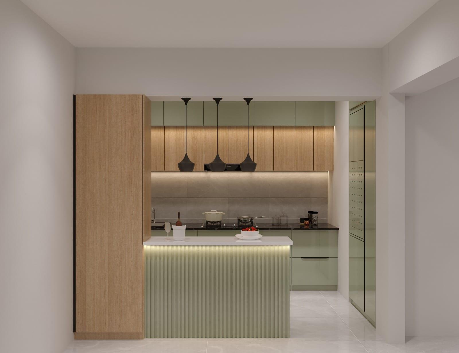 Modular Kitchen — Sage Green Finish