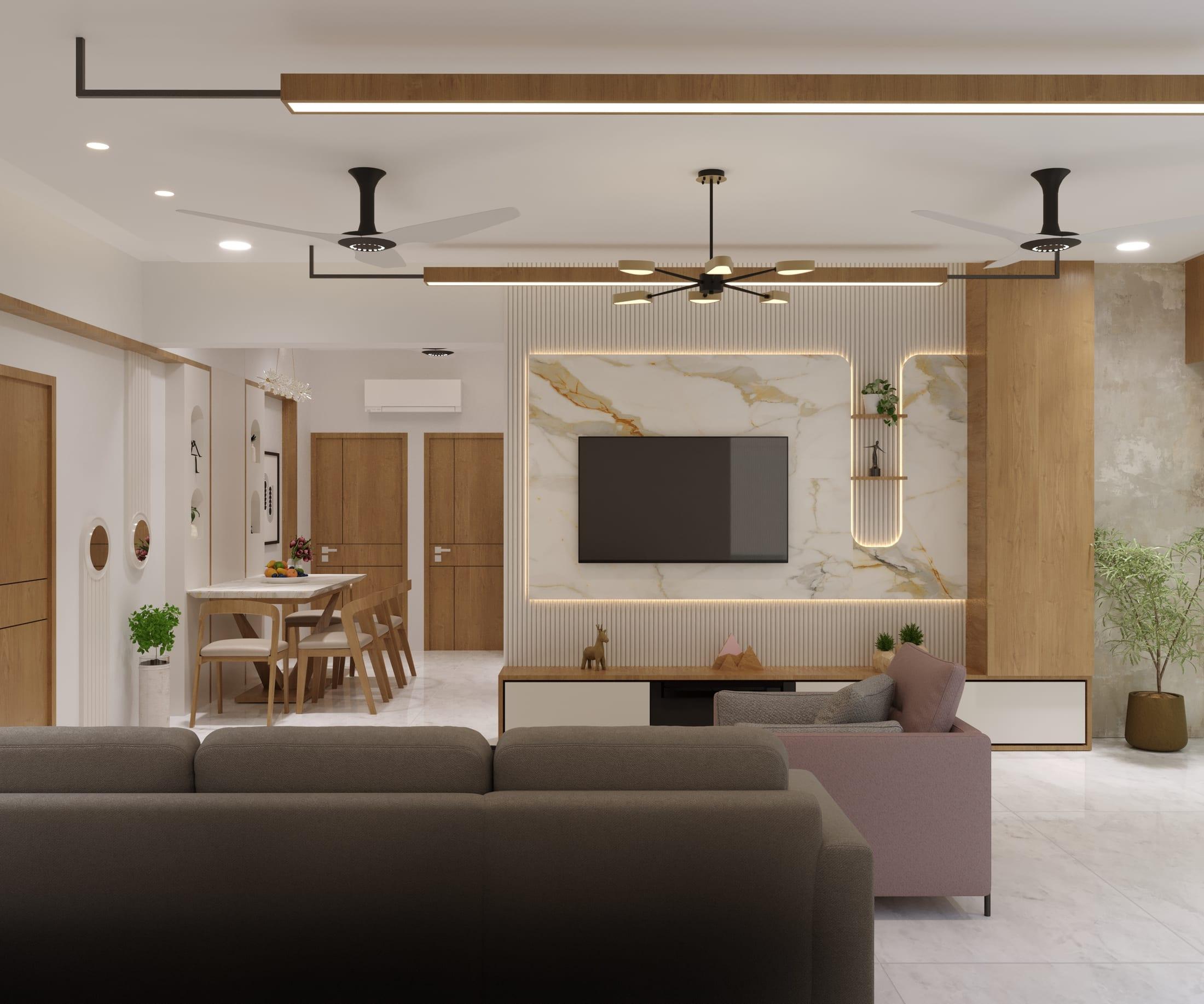 Living & Dining — Marble TV Wall