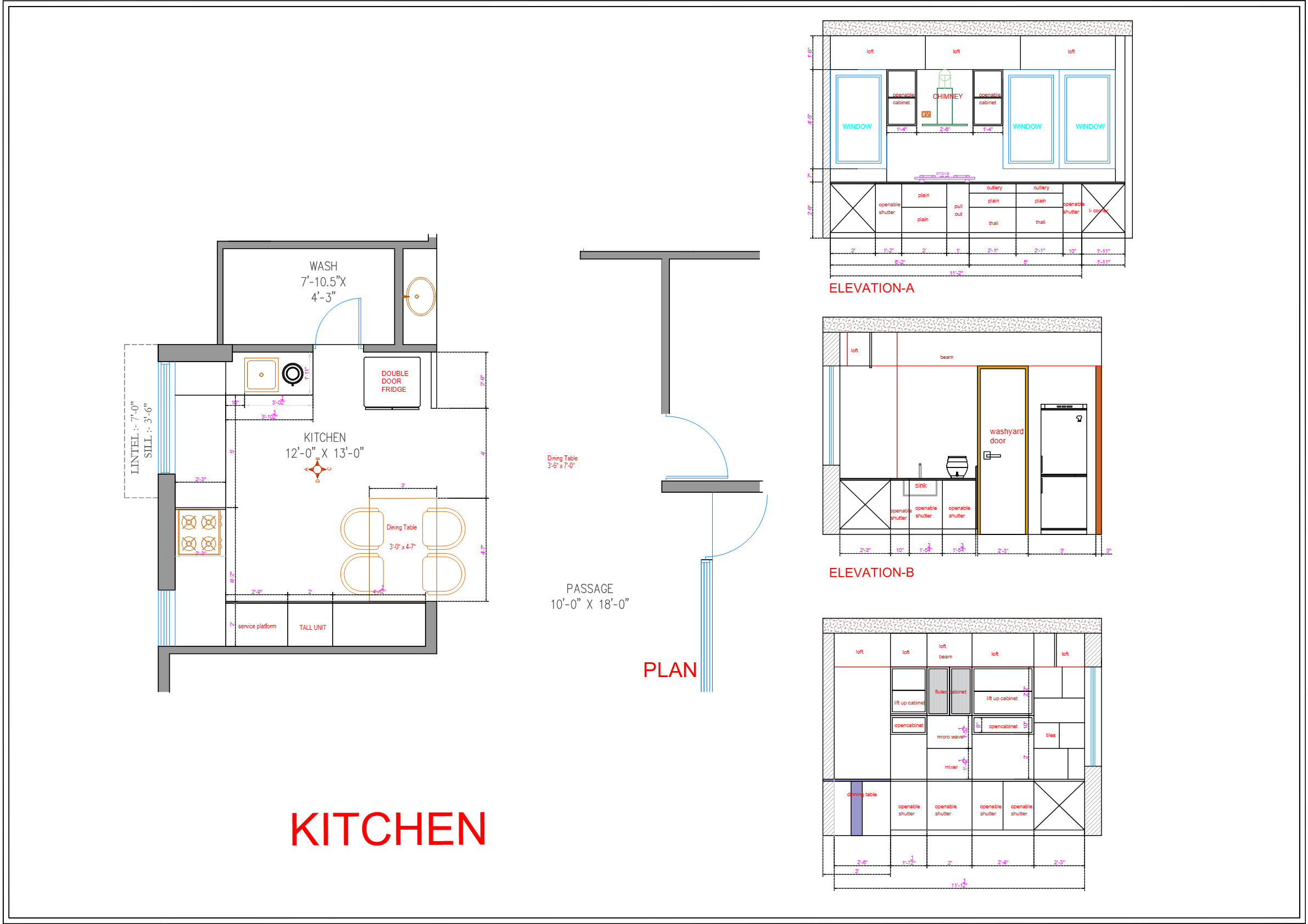 Kitchen — Floor & Elevation Plan