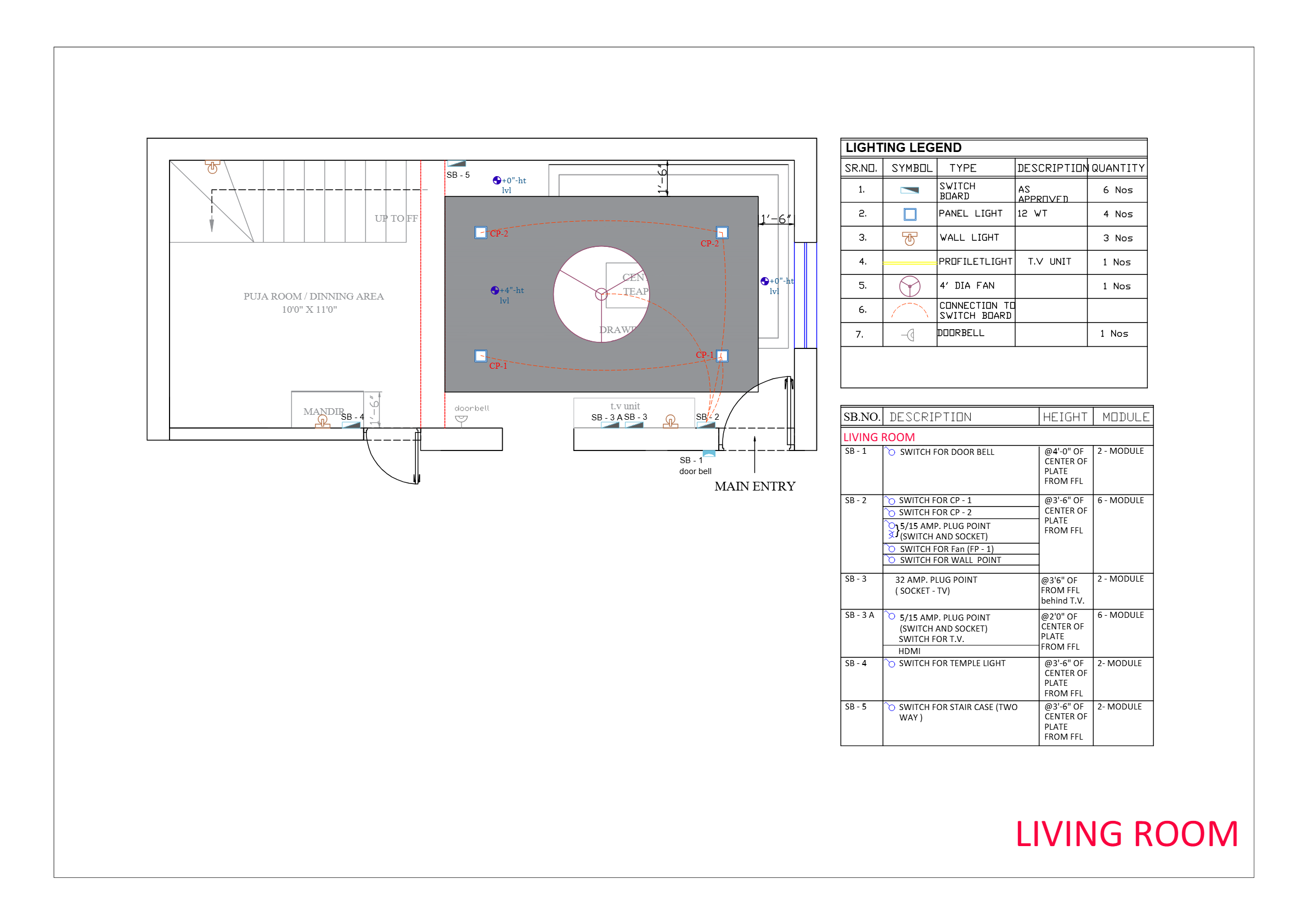 Living Room — Electrical Plan