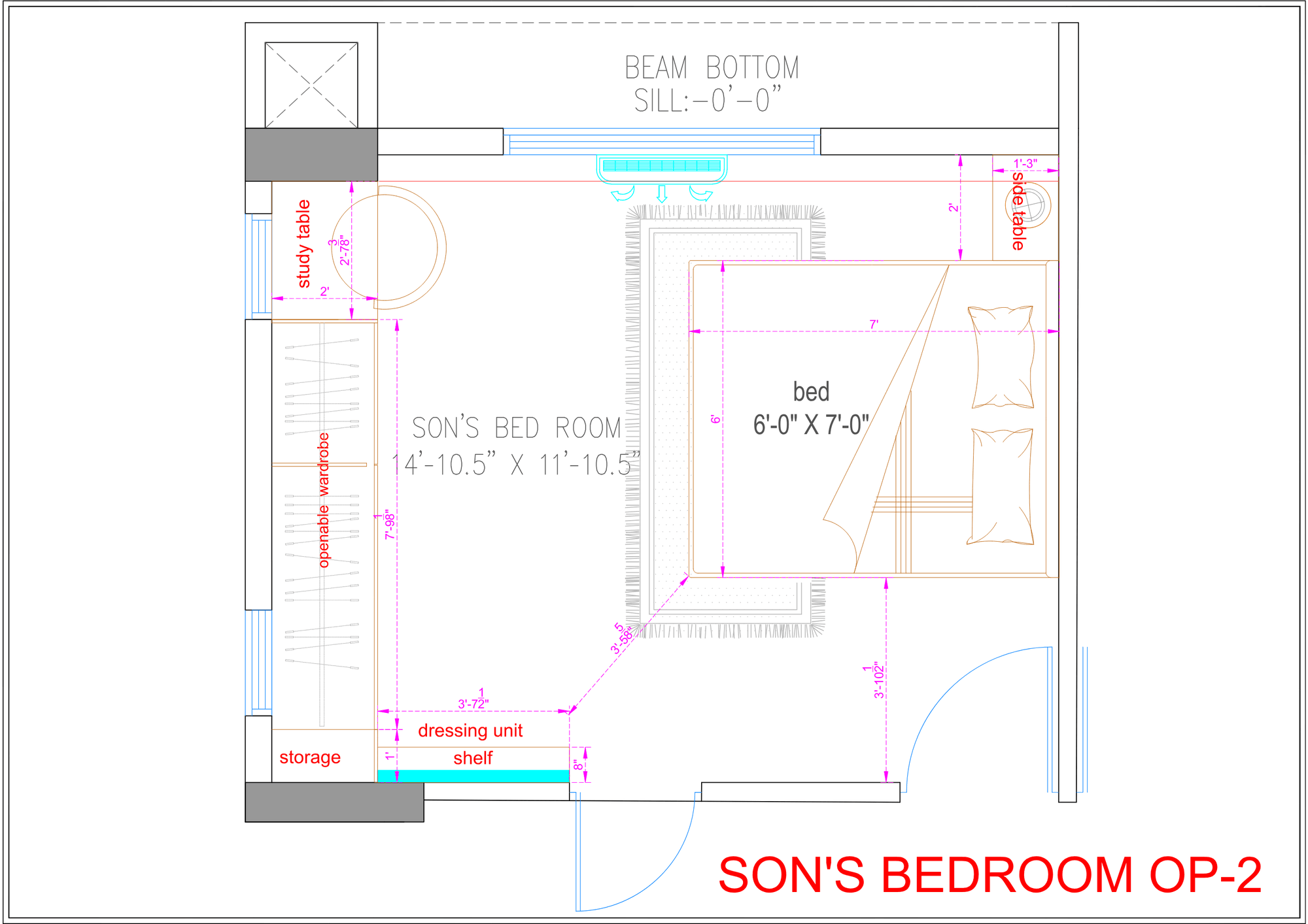 Son's Bedroom — Furniture Layout