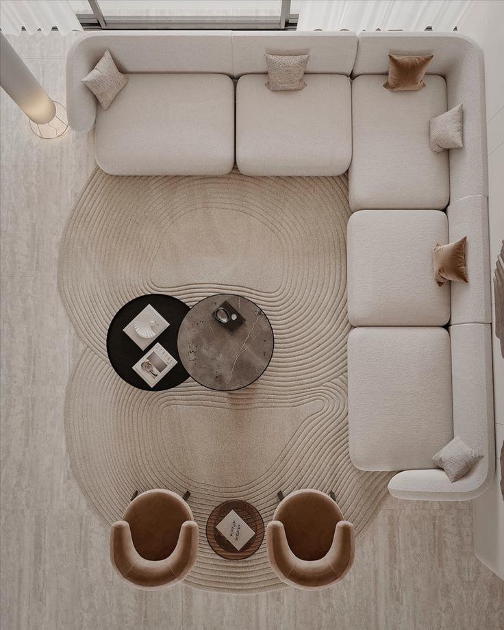 Aerial View — L-Sectional with Swivel Chairs
