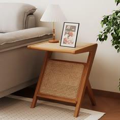 Cane Panel Side Table — Square Top