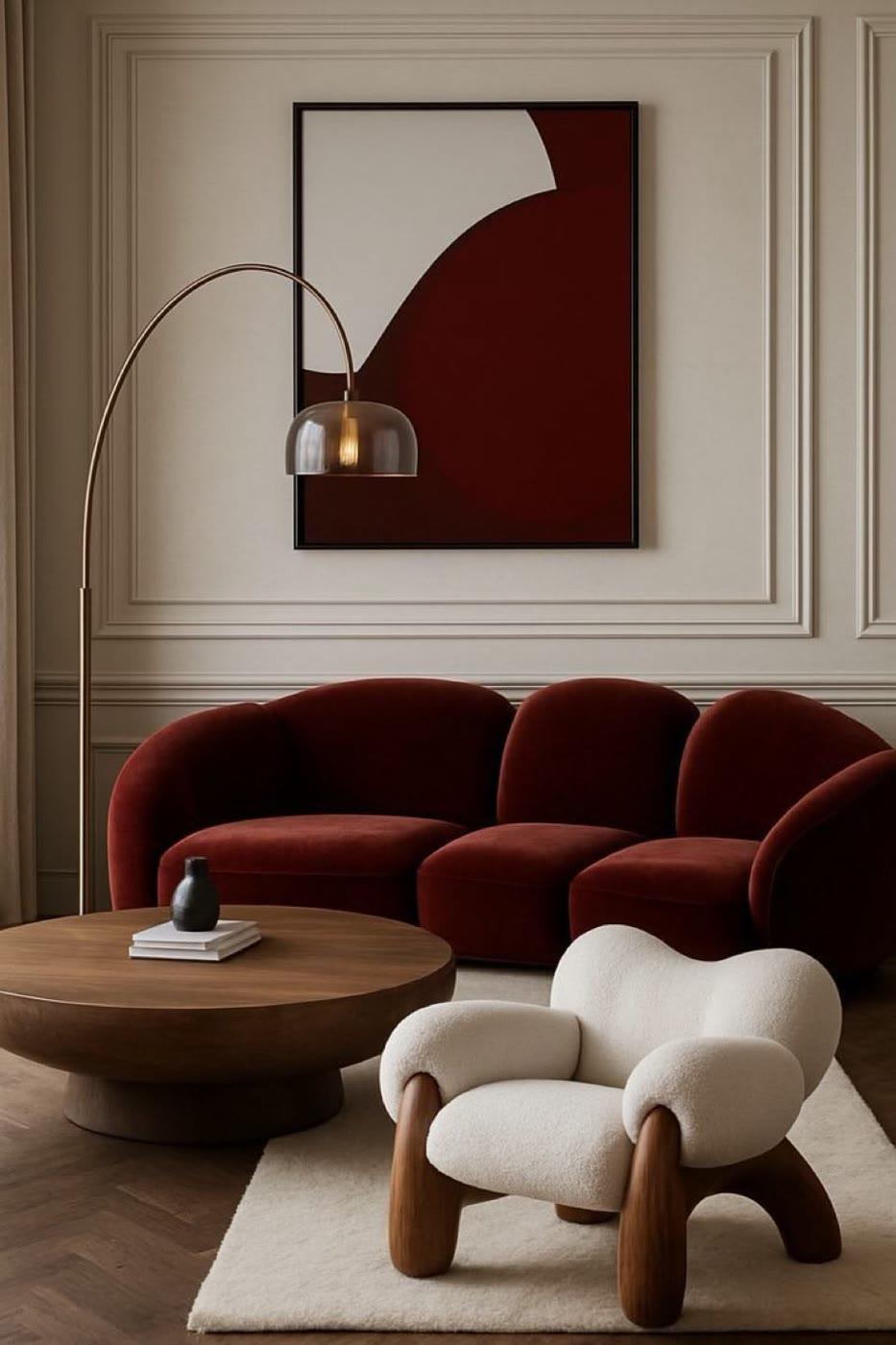 Curved Bouclé Armchair