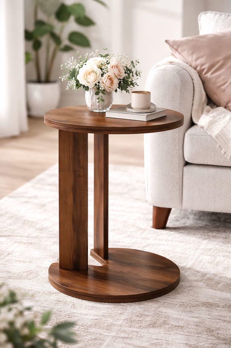 Pedestal Accent Table — Walnut